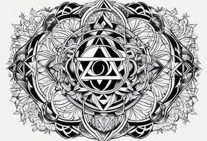 Pagan style tattoo circles triangles words symbols tattoo idea
