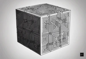 A three-dimensional cube with an emphasis on lines, creating a depth effect. tattoo idea