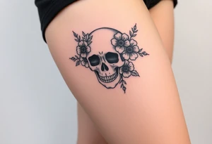 Pretty Nurse skull with peonies and honey combs tattoo idea