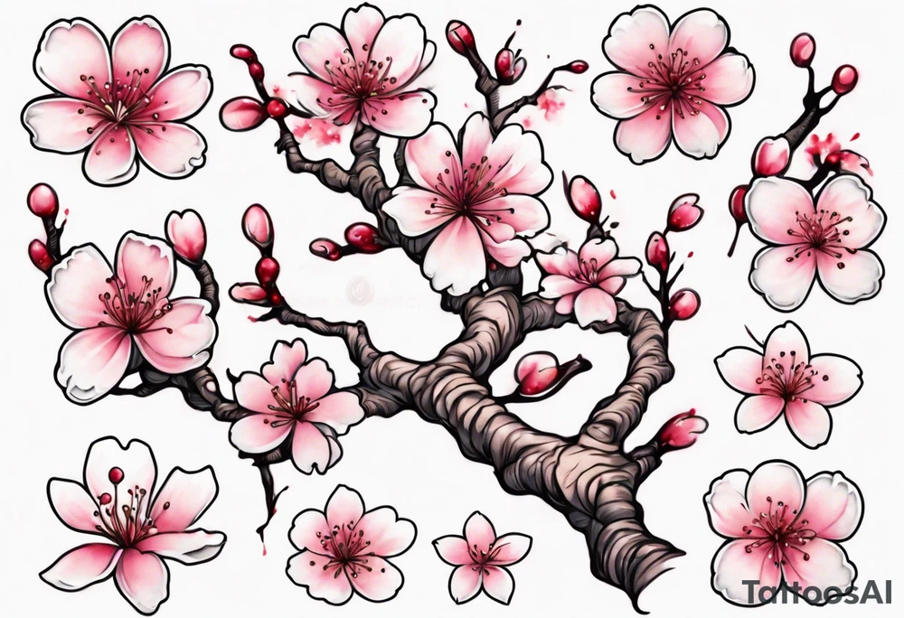 Snowy Cherry blossom tree tattoo idea