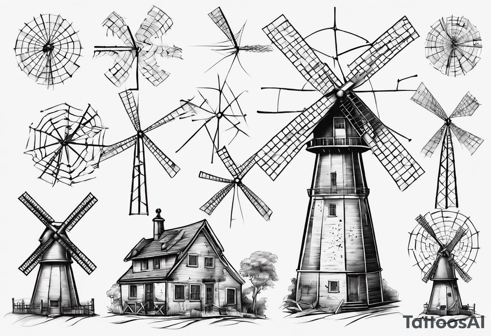 The mathematical dutch windmill graph from graph theory that is cute, with vertices and edges, not an actual wind tattoo idea