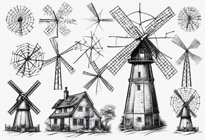 The mathematical dutch windmill graph from graph theory that is cute, with vertices and edges, not an actual wind tattoo idea
