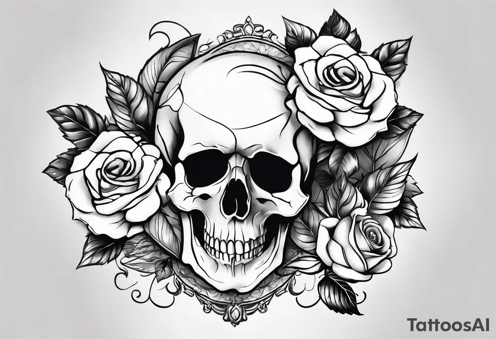 skull and roses tattoo idea