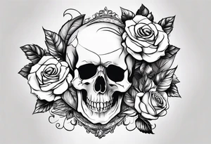 skull and roses tattoo idea