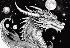 Wizard dragon in space planets tattoo idea