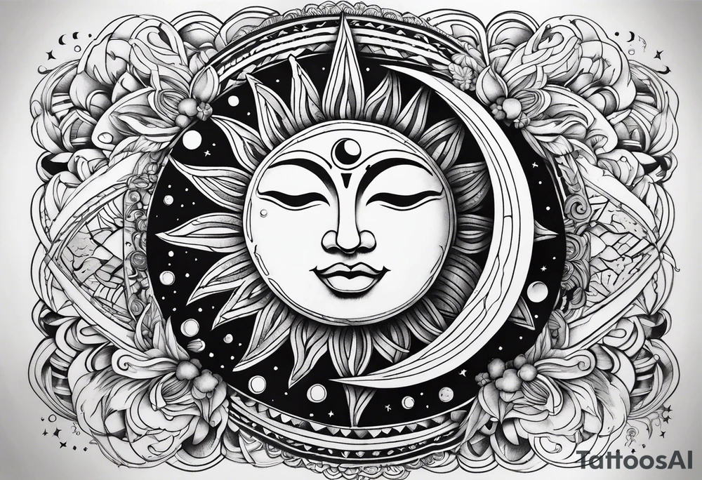 Sun and moon tattoo idea