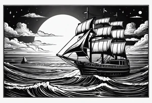 synthwave sun, fender stratocaster, ancient ship tattoo idea