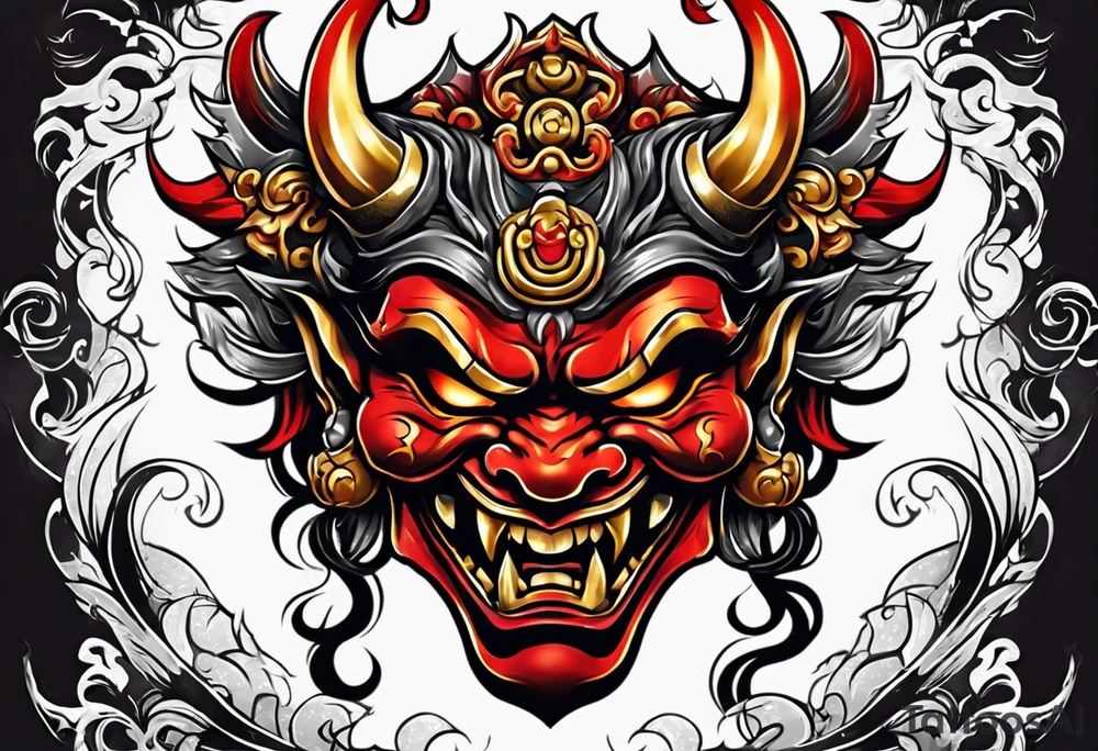 A Oni mask for protection against Evil tattoo idea