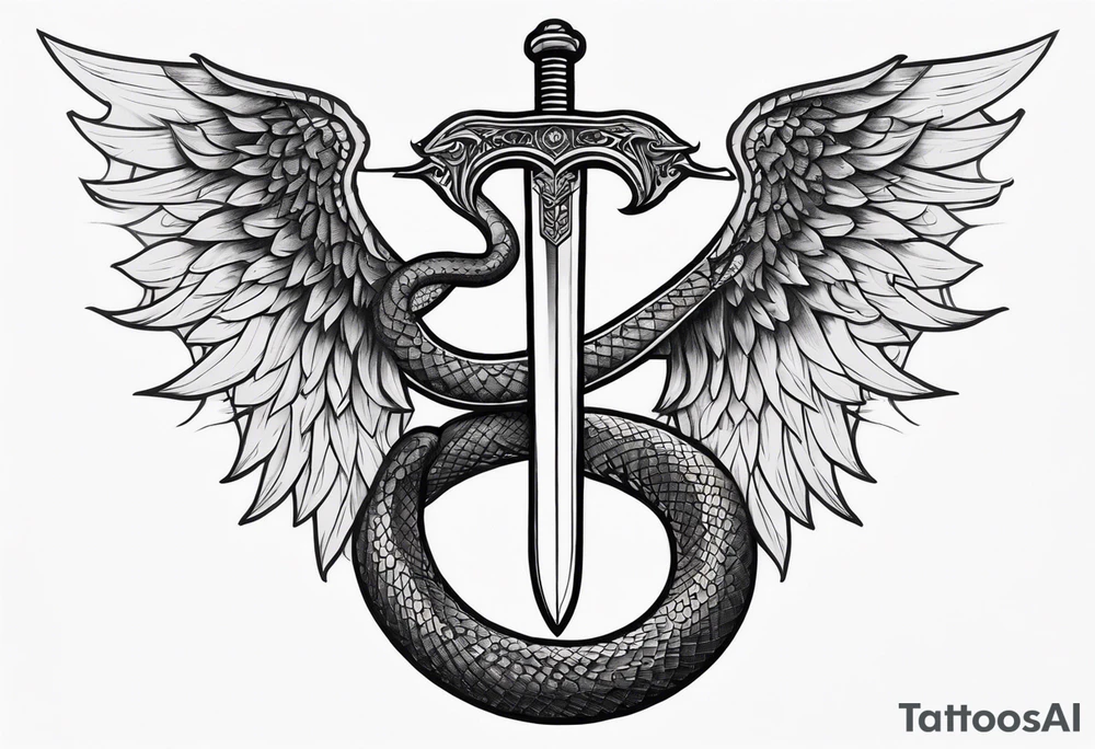 Snake wrapped around a sword with wings on the side tattoo idea Snake wrapped around a sword with wings on the side tattoo idea