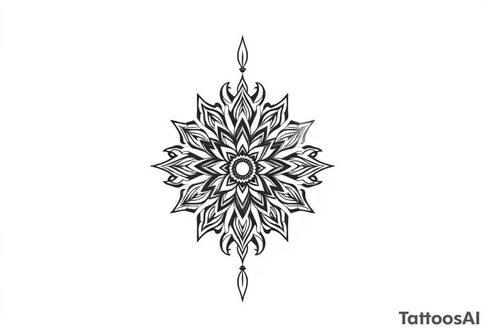 spiritual bold line feather mandala indian tattoo idea