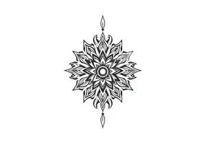 spiritual bold line feather mandala indian tattoo idea