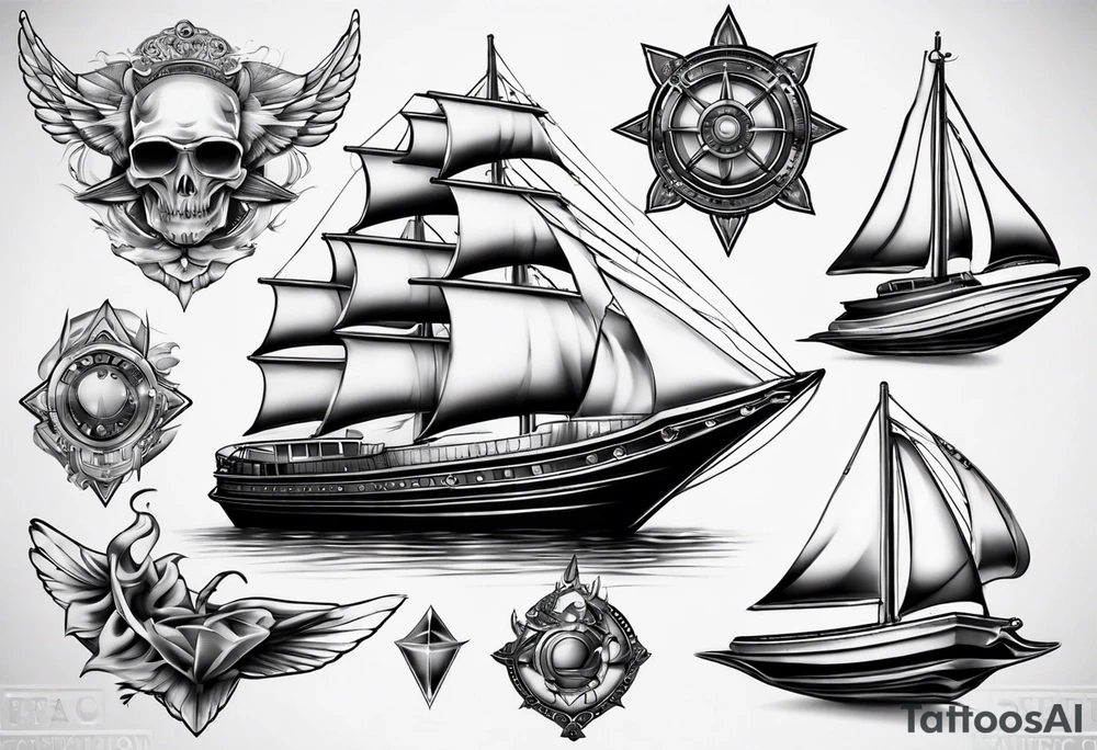 luxury boat tattoo idea