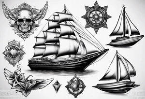 luxury boat tattoo idea