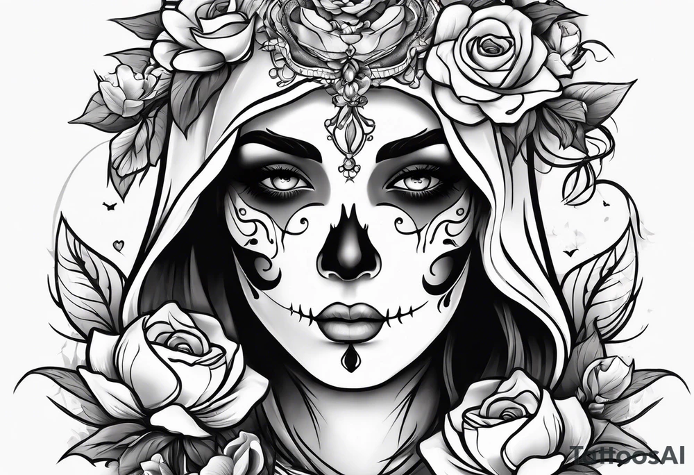 Ghost face holding flowers tattoo idea