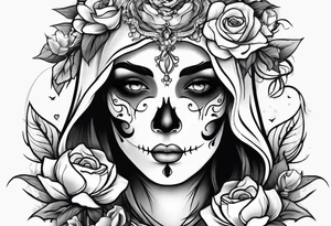 Ghost face holding flowers tattoo idea
