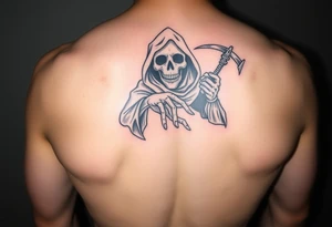 Simple grim reaper with his hand reached out to hold tattoo idea