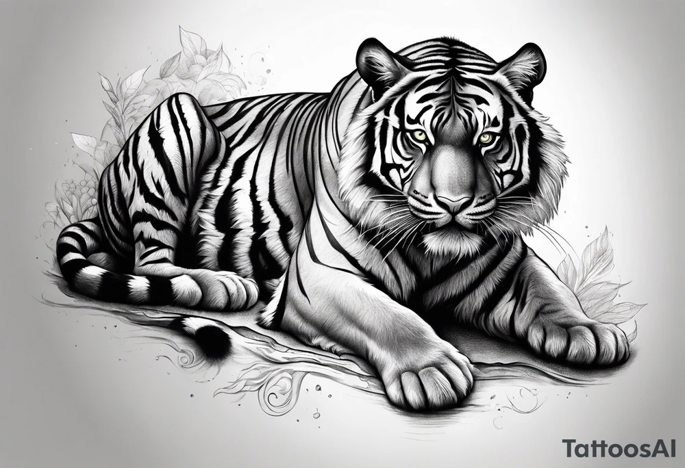 powerful mysterious tiger, full body tattoo idea