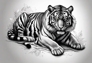 powerful mysterious tiger, full body tattoo idea