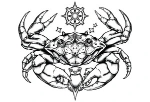 A king crab with baby’s around tattoo idea