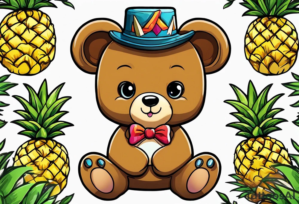Teddy bear loves pineapple tattoo idea