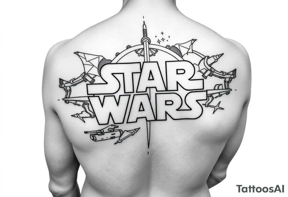 star wars in a linear design for forearm not more than 15 cm tattoo idea