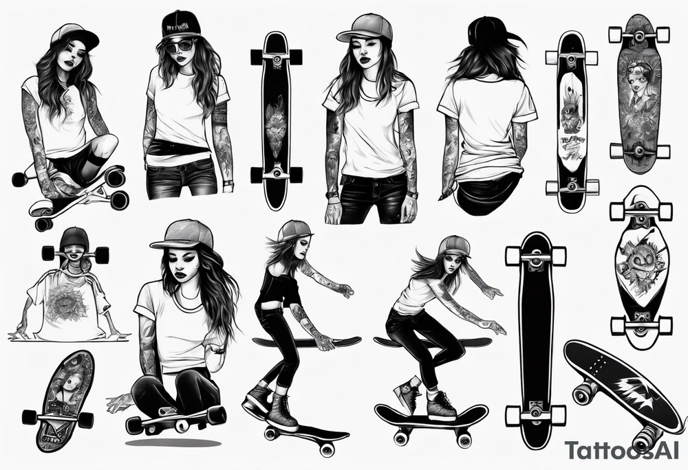 skater girl tattoo idea