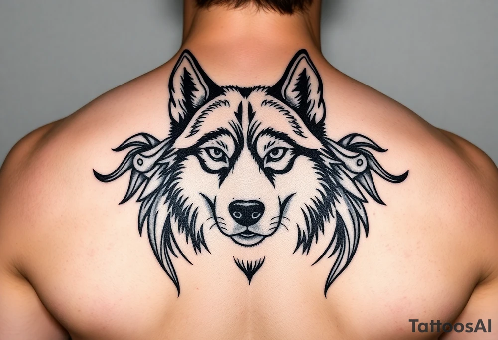 Majestic Siberian husky tattoo idea