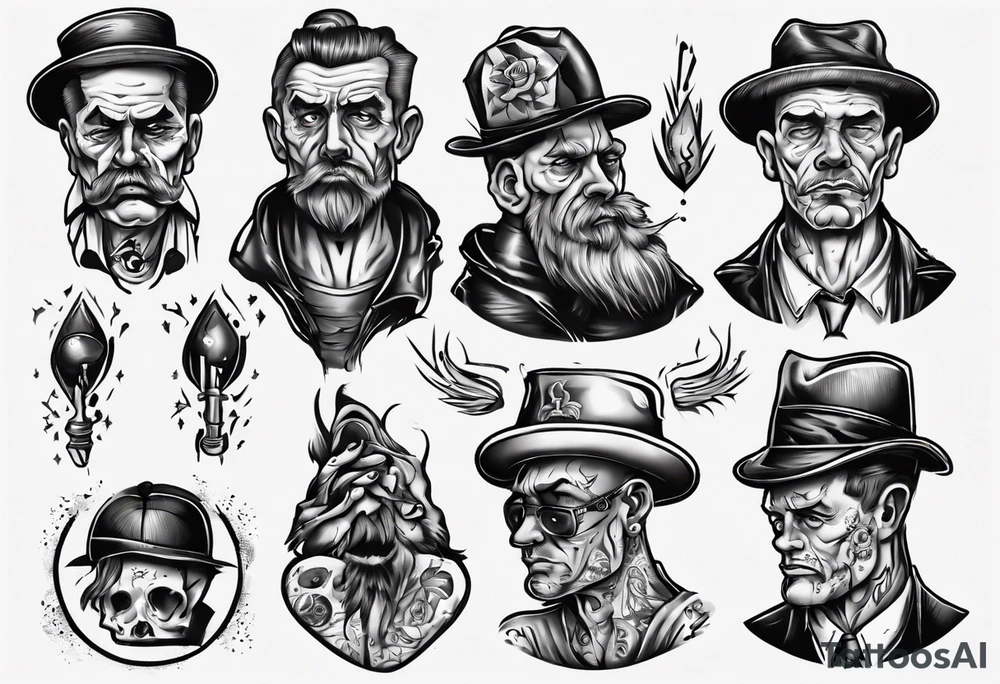 dejected looking man tattoo idea