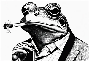 frog smoking a cigarette tattoo idea