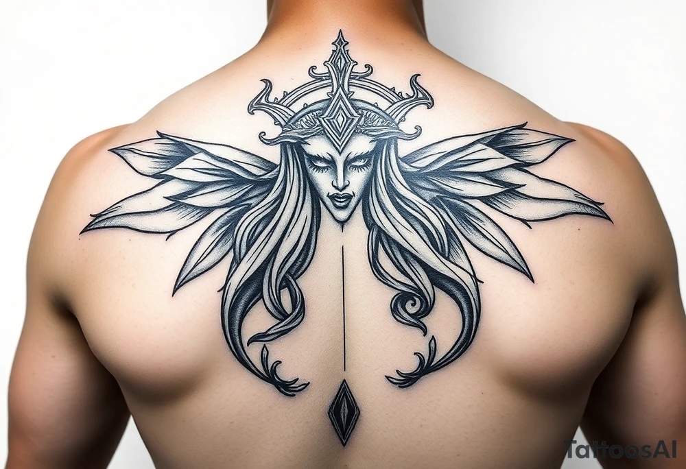 Aquarius theme mysterious screams power elegant and feminine tattoo idea