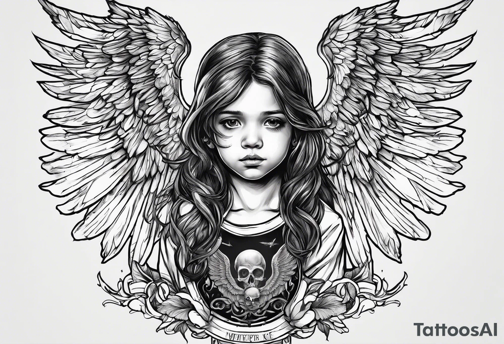 Kid looking up at the angel of death tattoo idea