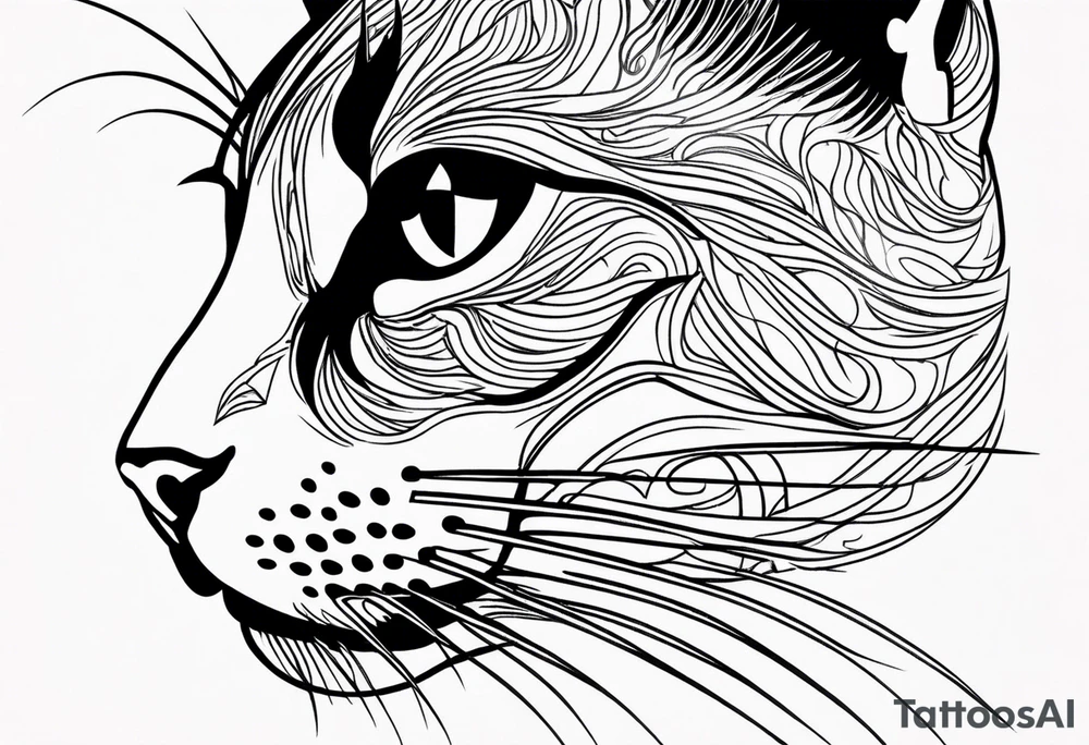 right side profile of a cat face tattoo idea