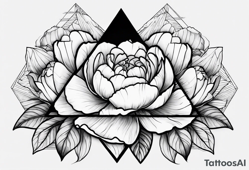 Triangle, peonies, lines, sun, thin lines, aesthetics, tattoo for girl tattoo idea