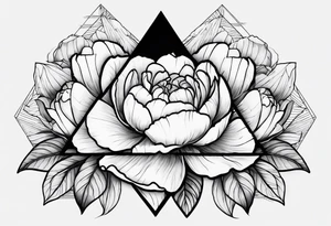 Triangle, peonies, lines, sun, thin lines, aesthetics, tattoo for girl tattoo idea