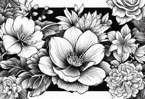 all traditional Japanese flowers sleeve tattoo idea