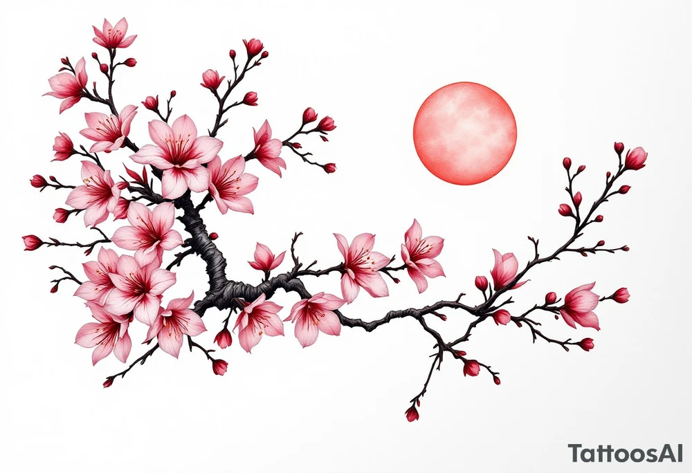 Cherry blossom and sun, beautiful tattoo idea