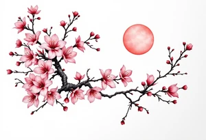 Cherry blossom and sun, beautiful tattoo idea