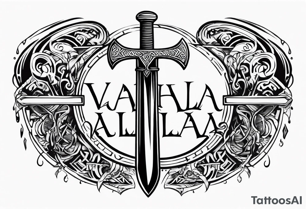 Valhalla sword viking hatchet tattoo idea