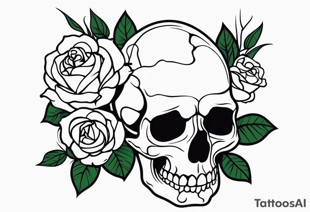 skull and roses tattoo idea