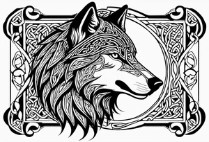 Celtic wolf side face tattoo idea