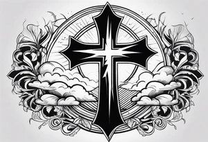 Cross with a lightning bolt tattoo idea