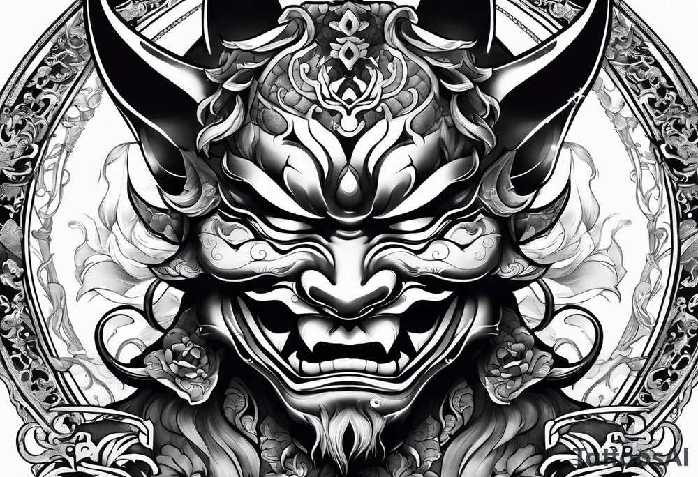 hannya with gueixa and smoke tattoo idea