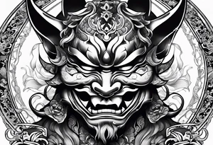 hannya with gueixa and smoke tattoo idea