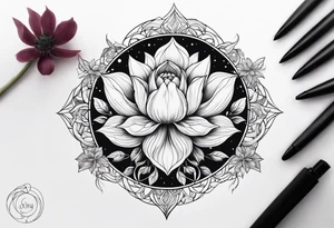 Moon and flower lotos tattoo idea