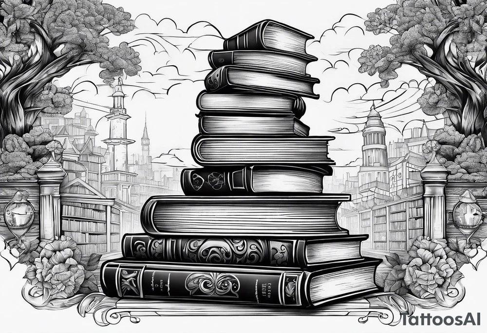 A jigsaw puzzle of a stack of books tattoo idea