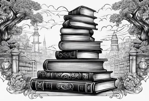 A jigsaw puzzle of a stack of books tattoo idea