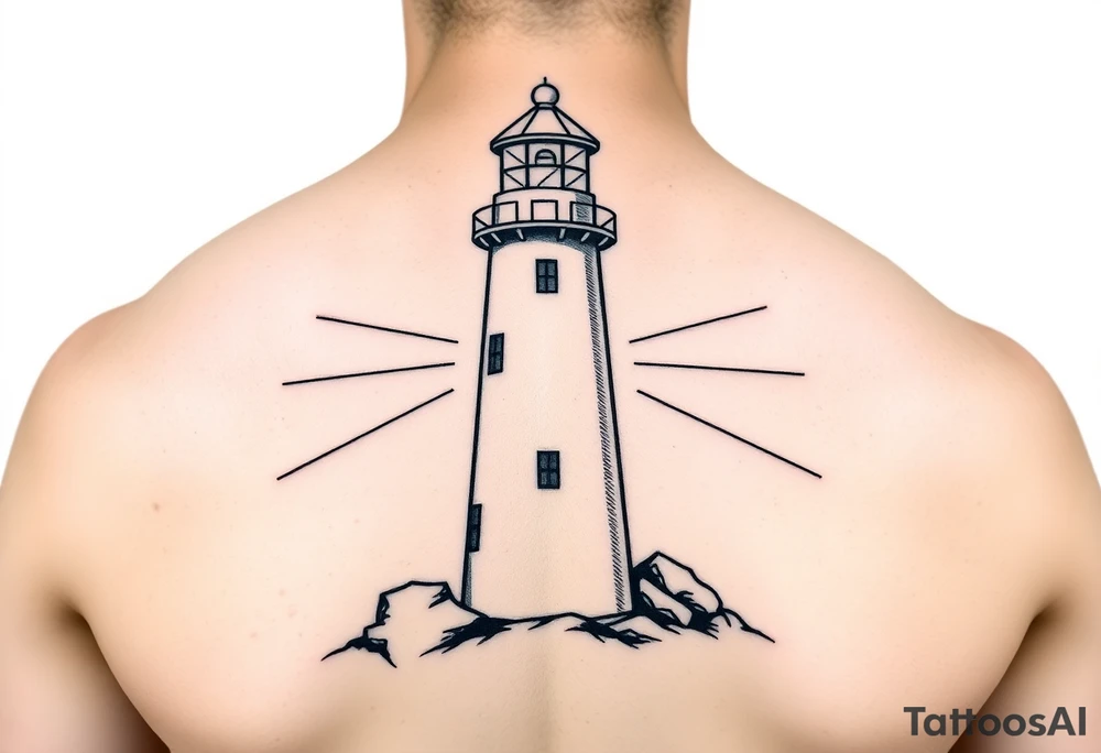 Simple lighthouse with pops tattoo idea