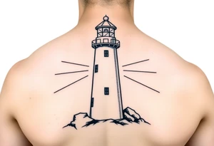 Simple lighthouse with pops tattoo idea