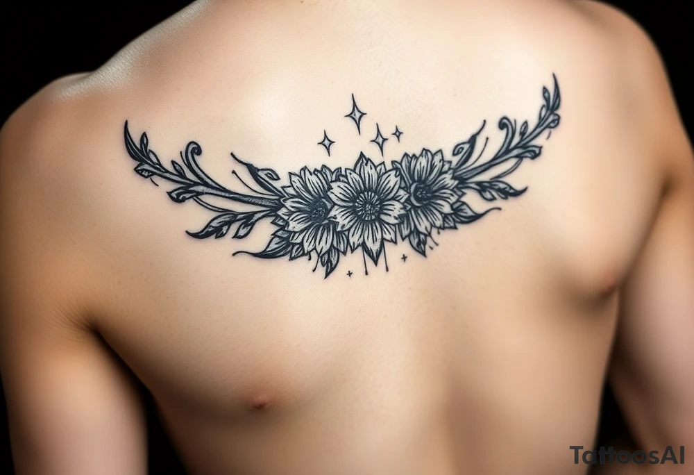 Female shin tattoo, Lillie’s and ornamental. Add sparkles tattoo idea
