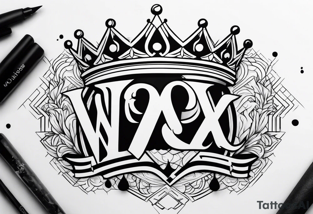 Spell out Wells with a crown tattoo idea